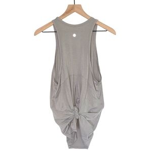 Lululemon All Tied Up Tank Top Light Gray White Athletic Yoga Gym Cutout